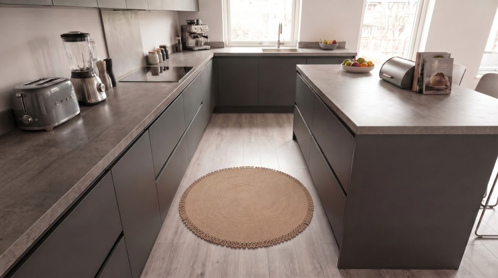 Oval Trikotlu Dekoratif Jüt Halı